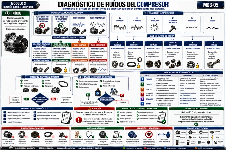 Diagnóstico de ruidos del compresor