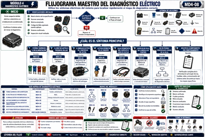 Flujograma maestro del diagnóstico eléctrico